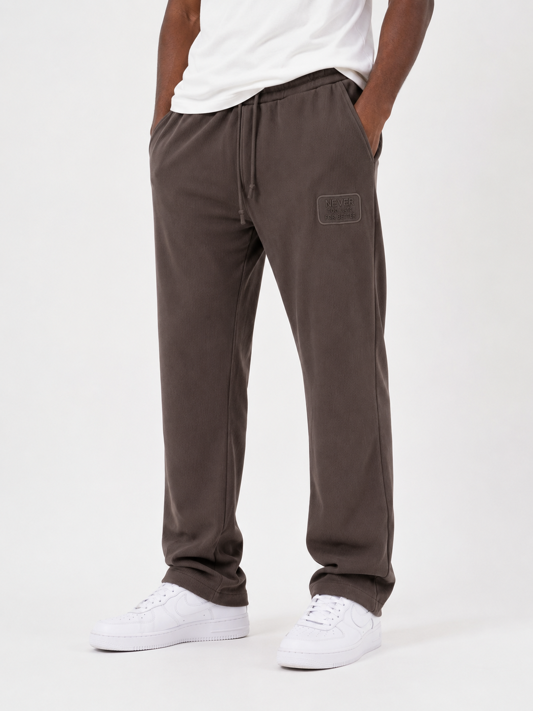 Ensemble Homme Premium Texturé – Chemise Manches Longues & Pantalon Confort | Marron