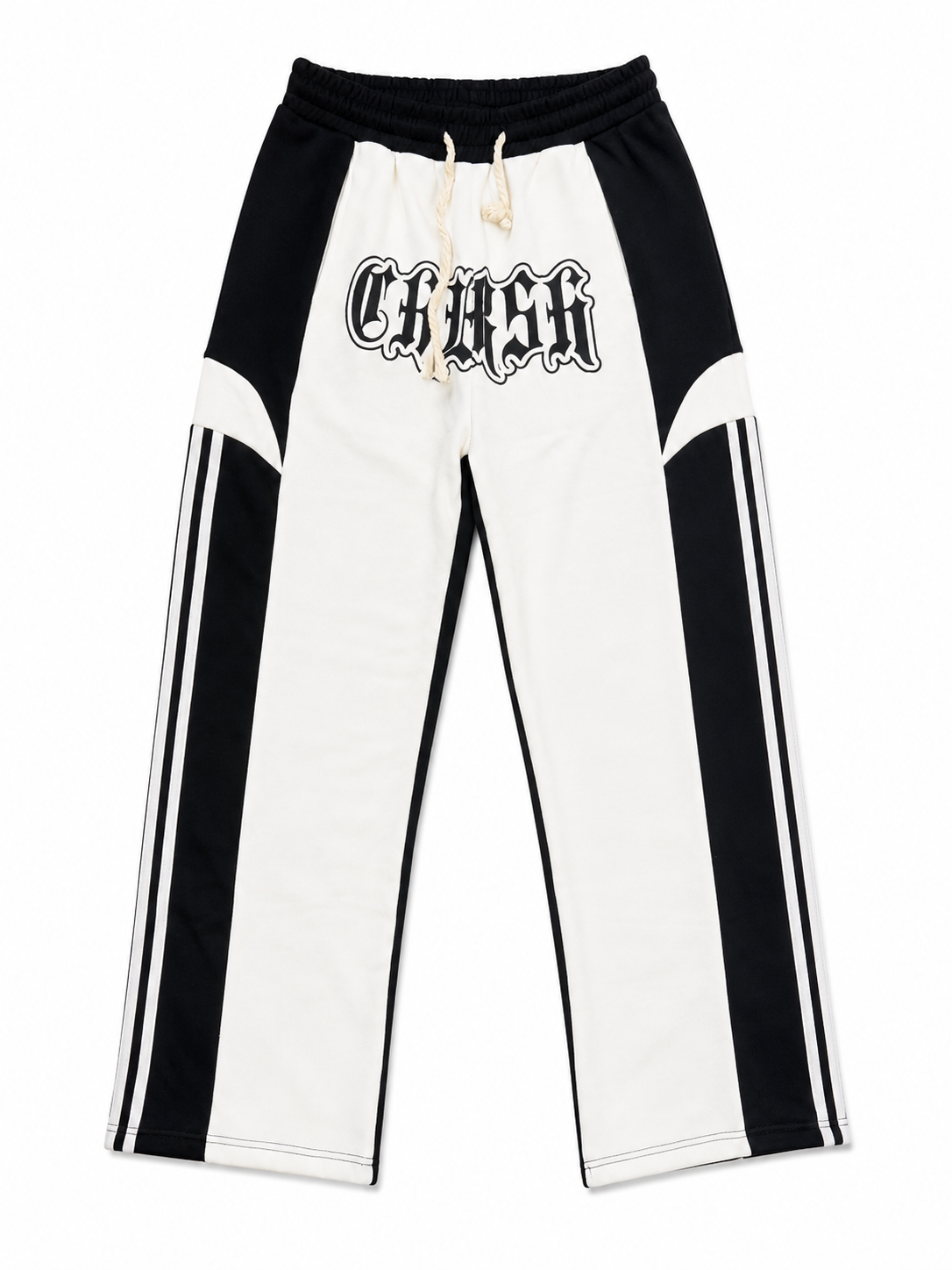 Pantalon Jogging Streetwear Noir & Blanc – Coupe Large Unisexe