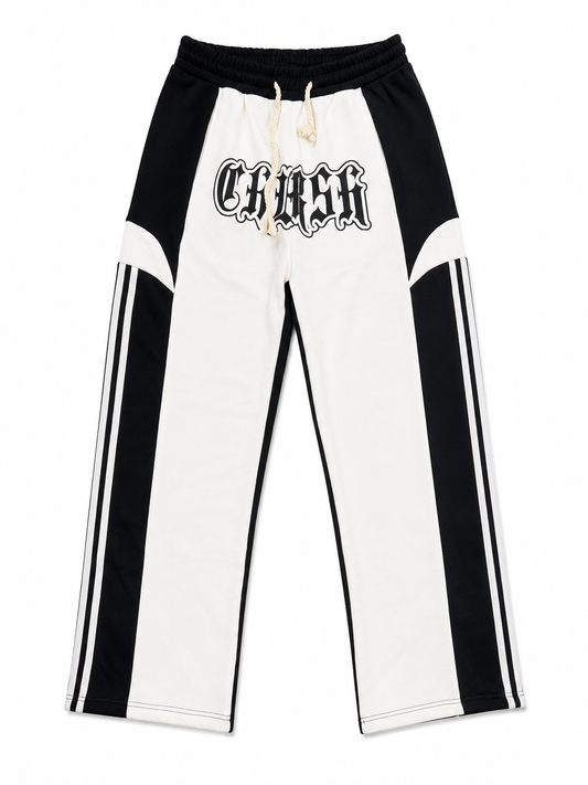 Pantalon Jogging Streetwear Noir & Blanc – Coupe Large Unisexe