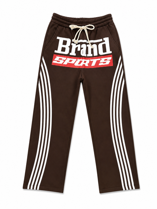 Pantalon Jogging Brand Sports Marron – Style Streetwear Premium Unisexe