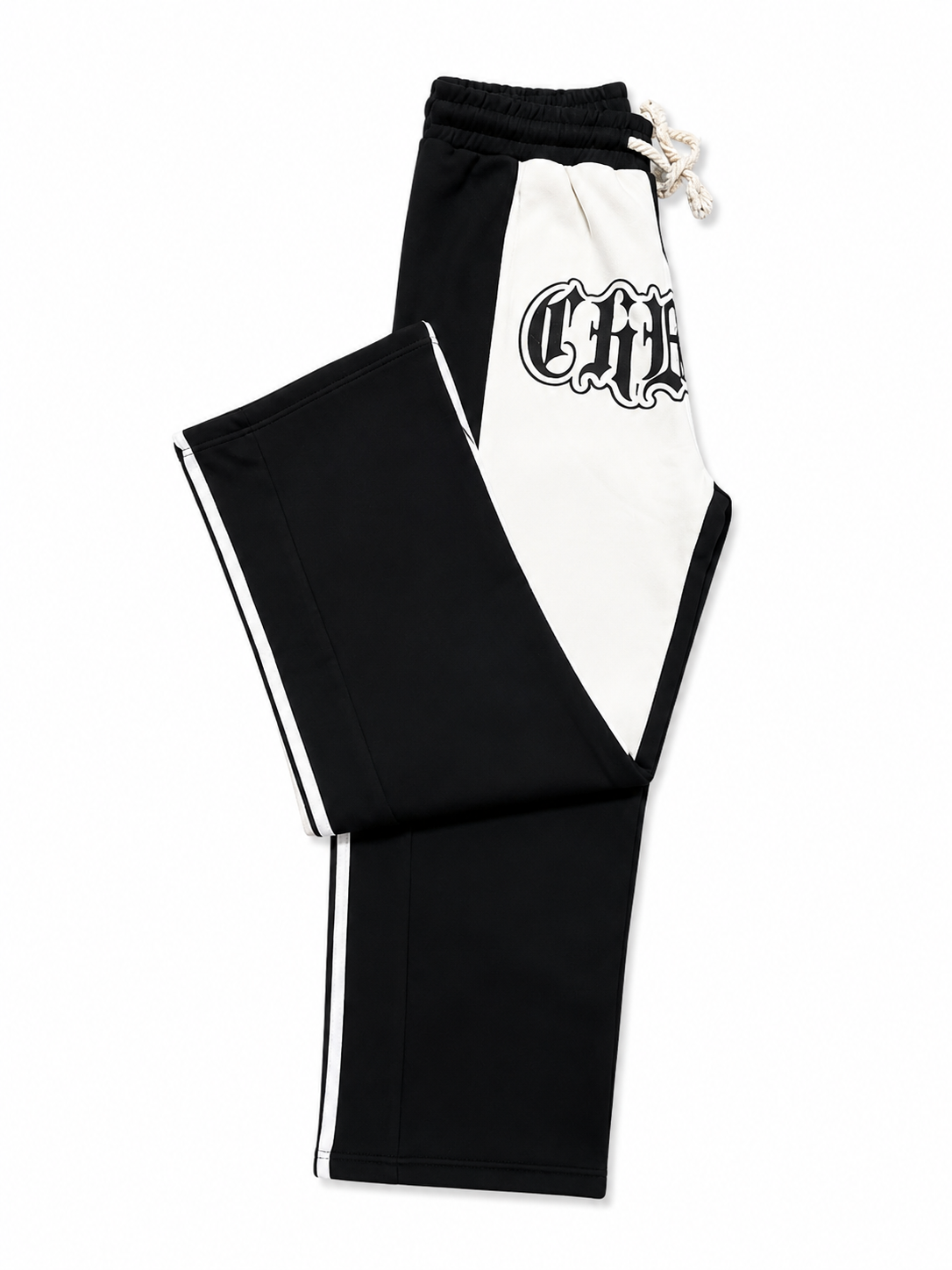 Pantalon Jogging Streetwear Noir & Blanc – Coupe Large Unisexe