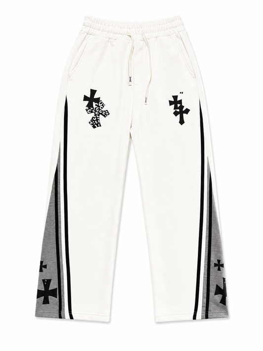 Pantalon Jogging Premium Blanc & Gris – Style Streetwear Unisexe