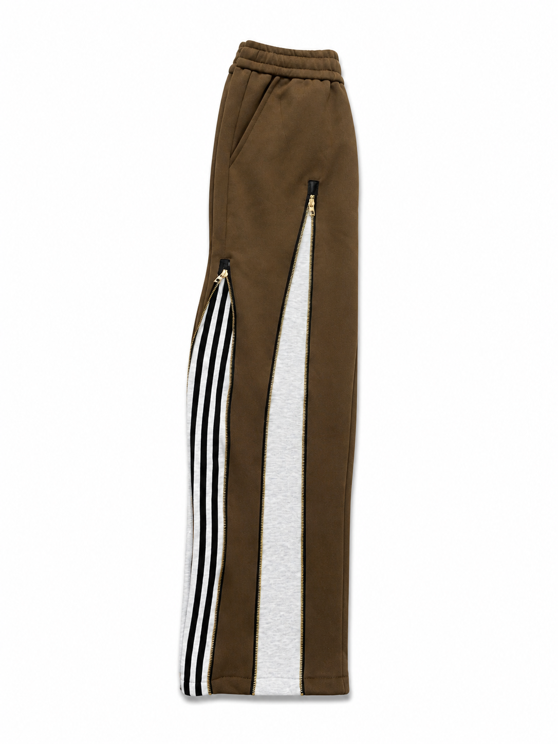 Pantalon Jogging Premium ALO Marron – Zips Design & Bandes Contrastées